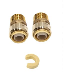 (Pack of 2) EFIELD 1/2 Inch x 1/2 Male Adapter Push to Connect Pex Copper, CPVC with a Disconnect Clip