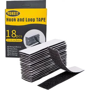 Heavy Duty Hook and Loop Tape, 1 in x 4 in, 18 Sets, Double-Sided Adhesive Strip, Strong Hold