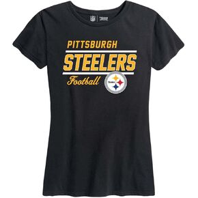 Team Fan Apparel NFL Gameday Women's Relaxed Fit T-Shirt - Rib Neck Contour - Tagless Short Sleeve Tee - Stay Cool & Stylish (Pittsburgh Steelers - Black, Womens Medium)