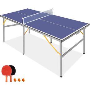 Portable Table Tennis Table, Foldable Ping Pong Game Set for Indoor/Outdoor, Ping Pong Table Top with Net, 2 Paddles and 3 Balls, Playback Mode,10 Minute Quick & Easy Assembly in Kuwait