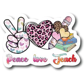 Peace Love Teach 5 Inch Waterproof Sticker Décor Sunflower Chart Reward Apple Classroom Attendance Planner Elementary School Appreciation Kids Grading Homework Eraser Student Teaching Grade Supplies CS1460-2PK