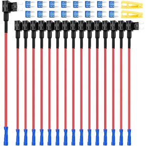 16Pcs Standard Fuse Tap,12V Car Add-a-Circuit Fuse TAP Adapter,with 5 Amp Standard APR ATO ATC ATS Blade Fuse Sets,Fuse Puller and Heat Shrink Butt Connector for Cars Trucks Boats in Kuwait