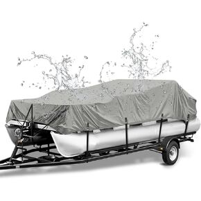 900D Metal Buckle Heavy Duty Pontoon Boat Cover, Waterproof Elastic Pontoon Boat Cover with Windproof Side Straps Fit 25'-28' Beam Width: up to 102"
