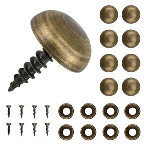 Brass Decorative Screws with Caps, 8 Pack Antique Bronze Self Tapping Screws and Decoration Covers Kit for Mirror, Picture, Wooden Box, Placard, Shutter, Furniture Repairing (9mm Cap Diameter)