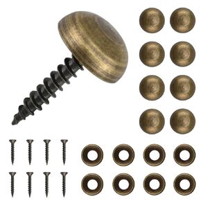 Brass Decorative Screws with Caps, 8 Pack Antique Bronze Self Tapping Screws and Decoration Covers Kit for Mirror, Picture, Wooden Box, Placard, Shutter, Furniture Repairing (9mm Cap Diameter)