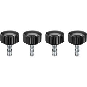 uxcell M4 x 10mm Metric Male Thread Knurled Clamping Knobs Grip Thumb Screw on Type Hand Clamping Handle Bolt with Plastic Knobs Black 4 Pcs