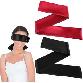 Satin Eye Mask for Sleeping, 2 PCS Blindfolds for Party Games Adjustable Soft Sleep Eye Masks for Women, Blackout Eye Mask for Sleeping Blindfold and Hand Ties for Bedroom Valentine's Day Gift