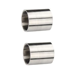 Feelers 304 Stainless Steel Cast Pipe Coupling Fitting, Female Coupler Adapter Polished, 3/4" x 3/4" NPT Female Thread (1.4 inch Length)