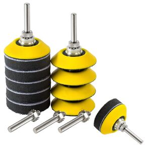 S SATC 3 Inch Hook and Loop Sanding Pad for Sanding Disc with 1/4 Inches Drill Sanding Attachment and Foam Sanding Pads for Polish Wood Metal Glass, 5 Packs