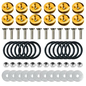 Universal CNC Billet Bumper Quick Release Front Rear Bumper Fasteners Stainless Steel Bolt Kit for Car Bumper, 12 Piece (Neo Chrome), 12 x O-Ring (Purple)