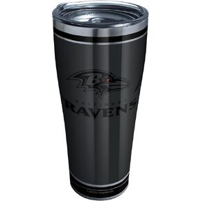 Tervis Triple Walled NFL Baltimore Ravens Insulated Tumbler Cup Keeps Drinks Cold & Hot, 24oz Wide Mouth Bottle - Stainless Steel, Black Leather