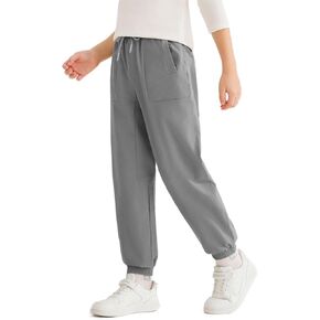 Haloumoning Boys Joggers Cargo Pants Elastic Drawstring Waist Kids Hiking School Pants with Pockets 4-14 Years