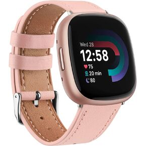أحزمة Vancle متوافقة مع Fitbit Versa 4 Bands/Fitbit Sense 2 Bands/Fitbit Versa 3 Bands/Fitbit Sense Watch Bands للنساء والرجال، أحزمة معصم كلاسيكية من الجلد الأصلي