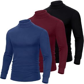 Riyiper Men's 3 Pcs Basic Turtleneck Knitted Long Sleeve Casual Fit Tops Fall Winter Pullover