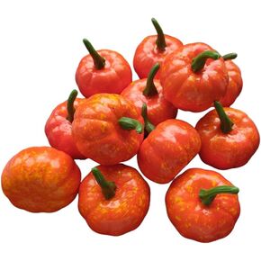 Ebonee Artificial Mini Pumpkins for Halloween Decoration Simulation Fake Vegetables Pumpkins Realistic Fake Vegetable Pumpkins Model for Kitchen Home Decoration Photograph Props(Orange, 12 Pack)
