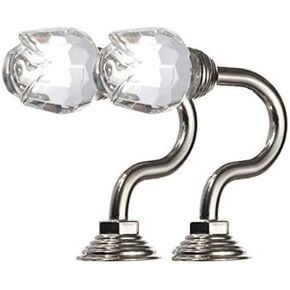 1 Pair(2PCS) Retro Crystal Rose Flower Wall Decorative Tieback Hooks Curtain Tassel Hanger Holder Clothes Hat Towel Coat Hanger Hook (Silver)