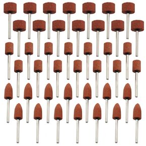 42PCS Stone Sanding Bits Flintstone Grinding Bit Sanding Bit Aluminium Oxide Grinding Accessories with 1/8 Inch Handle for Metal Grinding and Polishing