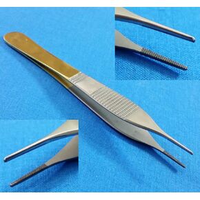 T/C ADSON DRESSING PLASTIC SURGERY FORCEPS 4.75" STRAIGHT FINE POINT WITH CROSS SERRATED TUNGSTEN CARBIDE INSERTS (HTI BRAND)