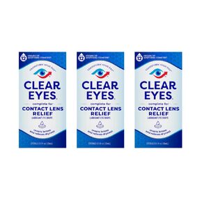 Clear Eyes Contact Lens Relief Soothing Eye Drops 0.50 oz (Pack of 3)