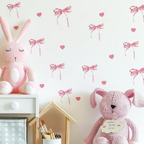 12 Sheets Daisy Wall Stickers Peel and Stick Pink Heart Decals for Room Decor Large Boho White Flower Wallpaper Decal for Kids Girls Nursery Furniture Dresser Bedroom Playroom Living Room Walls Window