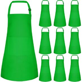 Bouiexye 15 Pack Kids Apron Children Apron Adjustable with 2 Pockets Children Chef Painting for Cooking Baking Painting Crafts Making (White)