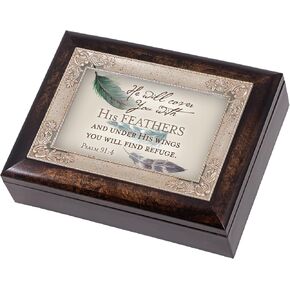 Cottage Garden You Will Find Refuge Feather Italian Design Music Box Plays Wind Beneath My Wings