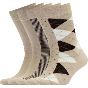 VRD SOCKS Mens Dress Socks, Bamboo Socks for Men, 5-Pack - Shoe Size 8-13, Chocolate Dark Brown - Argyle