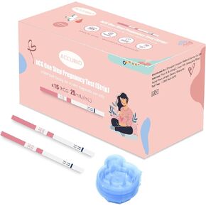 ACCUBIO Pregnancy Test Strips with Urine Cups, hCG Early Detection Home Pregnancy Test, Sensitive & Over 99% Accurate, 50 Count Individually Wrapped, Rapid Early Pregnancy Tests Kit 5mm Wider 25mIU/mL
