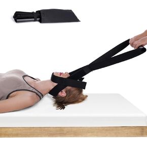 Neck Stretcher Strap & Cervical Traction Device for Neck Pain Relief. Spine Chiropractic Decompression Traction Tool with Chin Strap.
