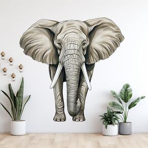 Unique Pattern Wall Sticker Elephant Animal Lover For Nursery Decal, Girls Room, Living Room, Playroom Decor, Boys Room, Sticker (18 inch)