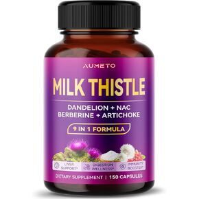 Ultra Milk Thistle 9 in 1 Formula - 17,372mg with Dandelion NAC Berberine Artichoke (150 count (pack of 1))