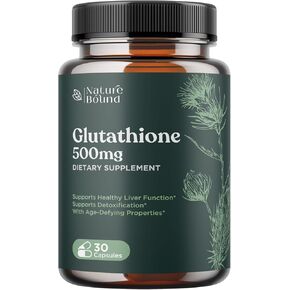 Glutathione Skin Whitening Pills for Men and Women - Pure GSH Supplement 500 mg with Natural Milk Thistle Extract Silymarin - Antioxidant Support ALA - Boost Immune System by Nature Bound
