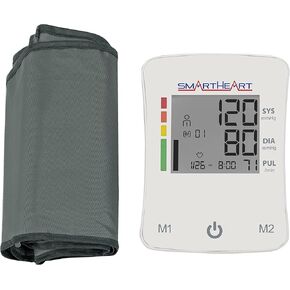 SmartHeart Automatic Digital Blood Pressure Arm Monitor | Wide-Range Upper Arm Cuff | 2-Person Memory