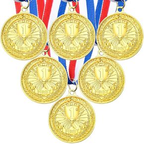 6 Pcs Award Medals 2 Inches Winner Medals Gold Medals Trophy Awards Gold Prizes for Sports Competitions Party