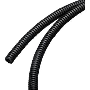 Corrugated Conduit Heat Resistant Split Wire Flexible Cover, for [Office Cord Protector, Electrical Cable] - 25/32 Inch x 5/8 Inch x 16.4 Feet Black