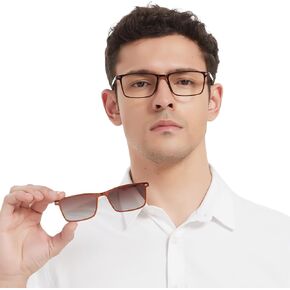 Men's Reading Glasses plus Magnetic Polarized Sunglasses Clip, Easy to Switch to Outdoor Sun Readers