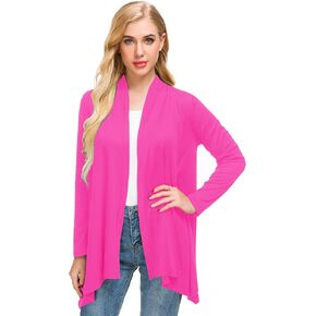 Afibi Women Open Front Lightweight Long Sleeve Soft Drape Cardigan