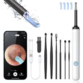 Ear Wax Removal, Ear Cleaner with Camera and Light, Ear Wax Removal Kit, Ear Wax Removal Tool Camera with 1080P, Ear Cleaning Kit with Spoons, Ear Camera for iOS & Android (Off-White) in Kuwait
