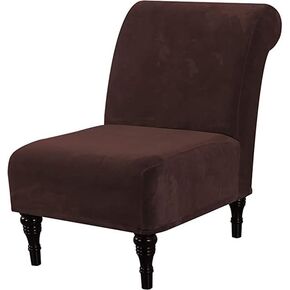 Armless Chair Slipcover, Stretch Accent Chair Covers Slipper Accent Chair Covers for Living Room Thick Velvet Chair Slipcovers Furniture Protector Covers Machine Washable (Black)