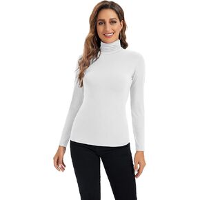 MadHeart Womens Long Sleeve Turtleneck Slim Fit Lightweight Pullover Based Layer Shirts