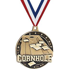Cornhole Medals, 2" Gold Cornhole Medal Award with Free Custom Engraving Prime