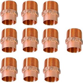(10pcs) EZ-FLUID Plumbing 1/2" C X MIP LF Copper Male Adapter Pressure Copper Fittings,Sweat Solder Connection for Residential,Commercial Copper Pipe