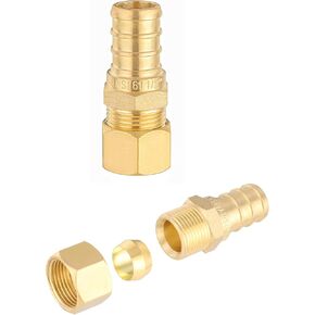 (Pack of 10) EFIELD 1/2" Pex X 1/2" Polybutylene Transition Brass Coupling Pex Crimp Fittings with Rings For Connect Pex and PB Pipe,