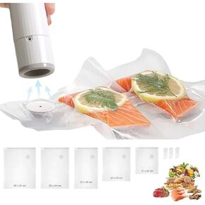 Vacuum Seal Bags for Food, Reusable Freezer Vacuum Storage Bags, Vacuum Food Saver Bags for Vacuum Sealer Hand held | Enhanced Air Valve, Easy Vacuum, Keep Fresh 5x longer (20pcs pack)