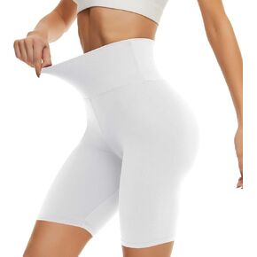 CAMPSNAIL Workout Biker Shorts Women - 3"/5"/8" High Waisted Tummy Control Spandex Booty Volleyball Shorts for Yoga Dance White