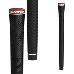 [DragonSkinGrip Golf] 360 Red Cap Fire Firm [58 Round, Black] - Patented the blocked pattern design with the 3D CAD | TPE for Optimal Firmness | All-Weather Performance | Ergonomic Convex Butt End | Anti-Slip Dragon Scale Texture with the spiral blocked p