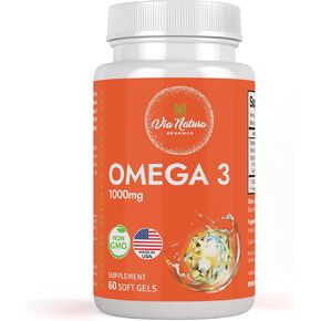 Omega 3 | 1000mg | Fish Oil | Fatty acids | EPA & DHA | Non-GMO | 60 Softgels