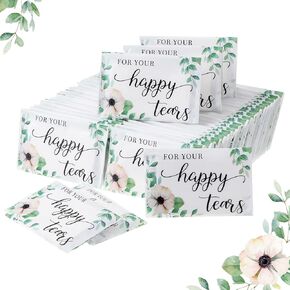 60 Bulk Happy Tears Tissue Packs for Wedding Pocket Size Wedding Tissues Packs for Guests Facial Individual Mini Tissues Wedding Party Favors 3 Ply Travel Tissues for Wedding Graduation Celebration