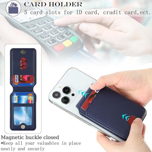 حامل محفظة للبطاقات المغناطيسية مع MagSafe لهاتف iPhone 15 Pro Max/15 Pro/15 Plus/15/14 Pro Max/14 Plus/14 Pro/14/13 Pro Max/13 Pro/13/13 Mini/12/12 Pro/ 12 برو ماكس/12 ميني أسود in Kuwait