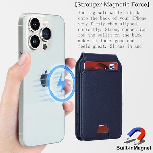حامل محفظة للبطاقات المغناطيسية مع MagSafe لهاتف iPhone 15 Pro Max/15 Pro/15 Plus/15/14 Pro Max/14 Plus/14 Pro/14/13 Pro Max/13 Pro/13/13 Mini/12/12 Pro/ 12 برو ماكس/12 ميني أسود in Kuwait